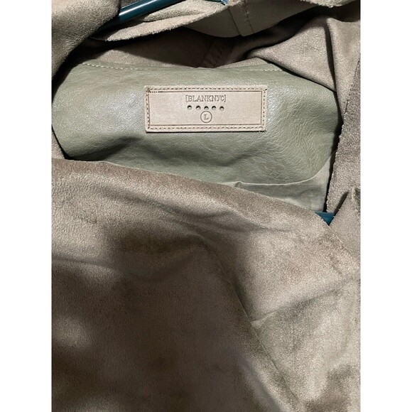 BlankNYC Vegan Leather and Ponte Drape Dark Green Jacket Size Large - Picture 4 of 6